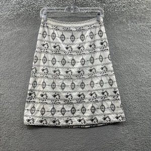 LOFT Skirt Women's 0 White Embroidered Lined A-Line Skirt Ladies‎ 0